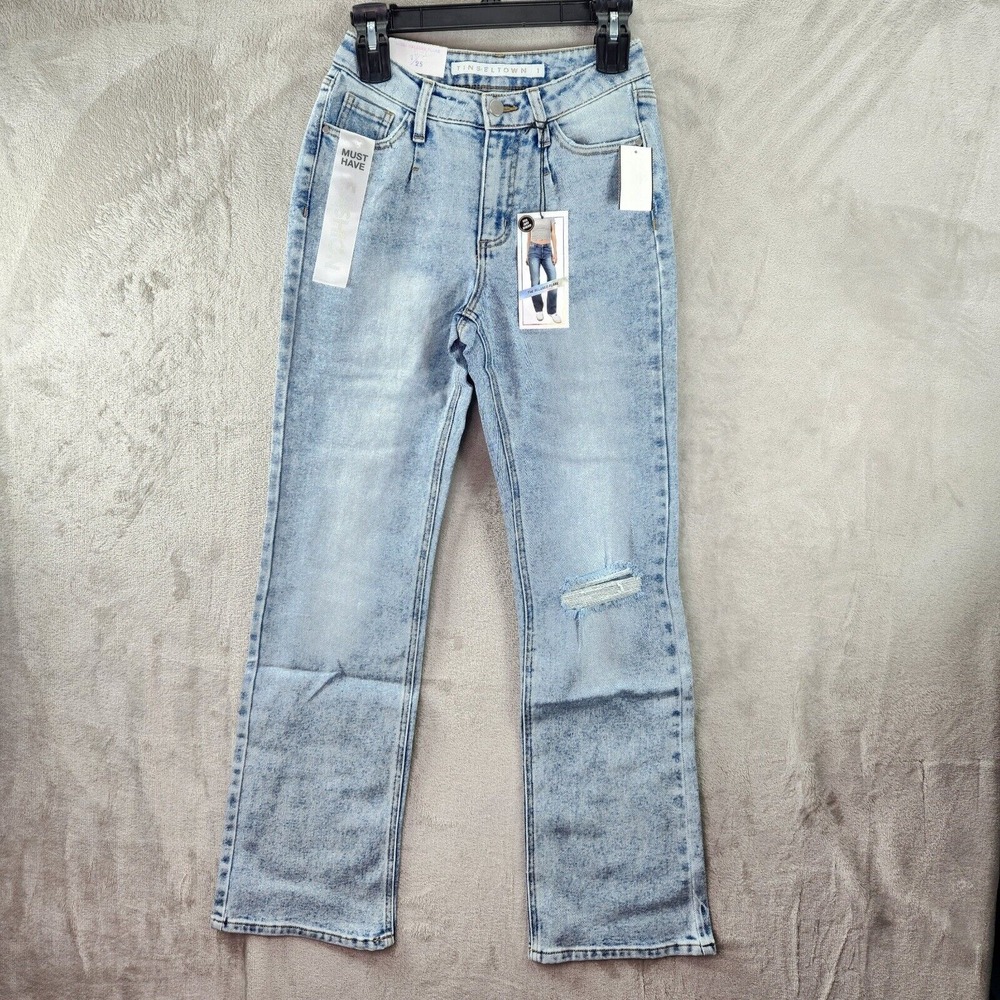 Tinseltown Relaxed Flare Jeans Hi-Rise Distressed Denim Wendover Wash Size‎ 1/25
